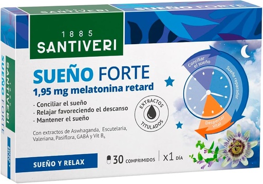 [300353] Sueño Forte Melatonina Retard 1,95 Mg. 30 Comprimidos 2ª Unidad 50% - Santiveri