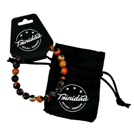 [100709] Trinidad Pulsera Agata Negra Teñida Naranja 8 Mm