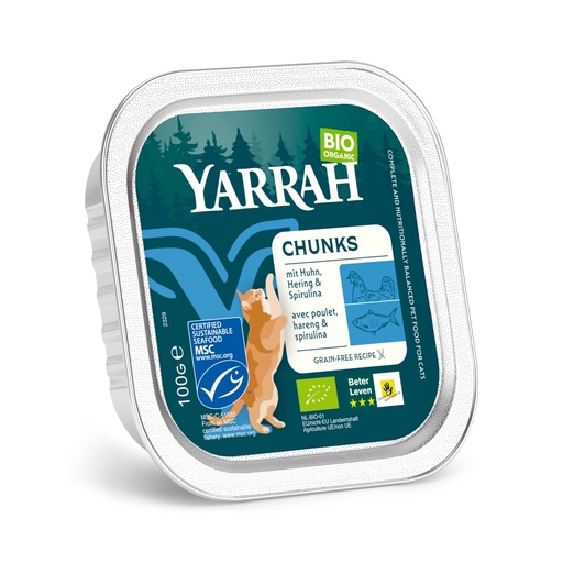[600060] Comida Gato Tarrina  Trozos Pescado Bio 100 Gr. - Yarrah
