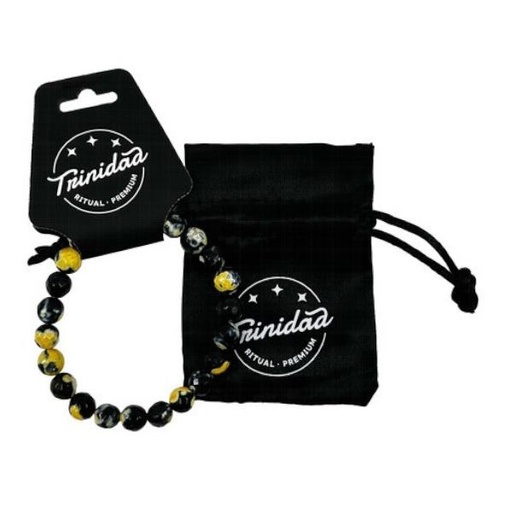 [100708] Trinidad Pulsera Agata Negra Teñida Amarilla 8 Mm