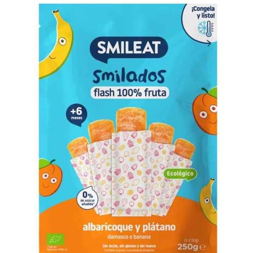 [400523] Smilados De Albaricoque y Plátano Flash 100% Fruta Bio 5x50 Gr. - Smileat