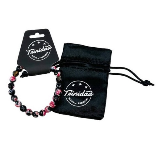 [100706] Trinidad Pulsera Agata Negra Teñida Rosa 8 Mm