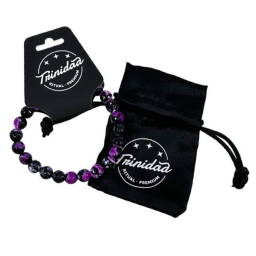 [100705] Trinidad Pulsera Agata Negra Teñida Morada 8 Mm