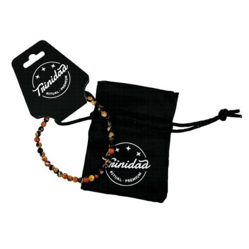 [100703] Trinidad Pulsera Agata Negra Teñida Naranja 4 Mm