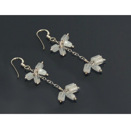 [10376] Pendientes Flor Piedra Luna Plata - Promineral