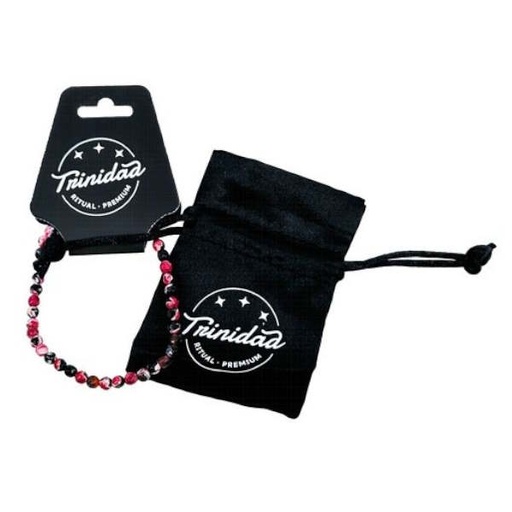[100700] Trinidad Pulsera Agata Negra Teñida Rosa 4 Mm