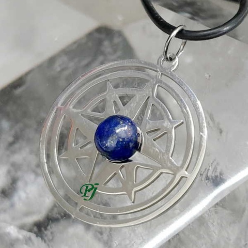 [100241] Colgante Acero Rosa De Los Vientos Lapislazuli - Promineral