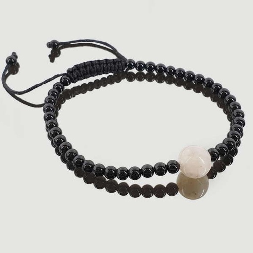[100395] Pulsera Tibetana Piedra Luna Obsidiana 