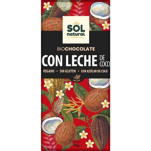 [205682] Sol Tableta Chocolate Con Leche Coco Bio 70 Gr