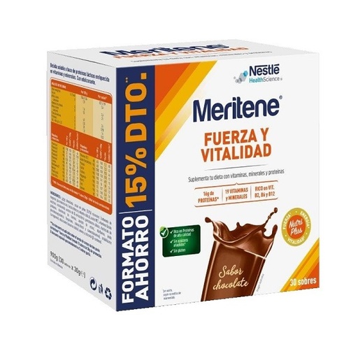[0504671] Meritene Fuerza Y Vitalidad Chocolate 30 Sobres 15% Descuento - Nestle