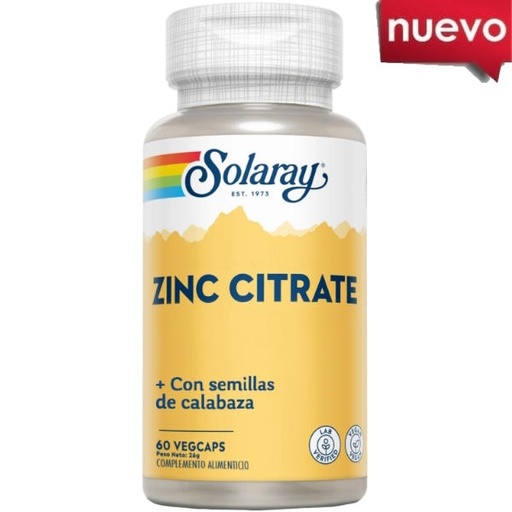 [0504718] Zinc Citrato Sem. Pipa Cal. 50 Mg.. 60 Cápsulas - Solaray