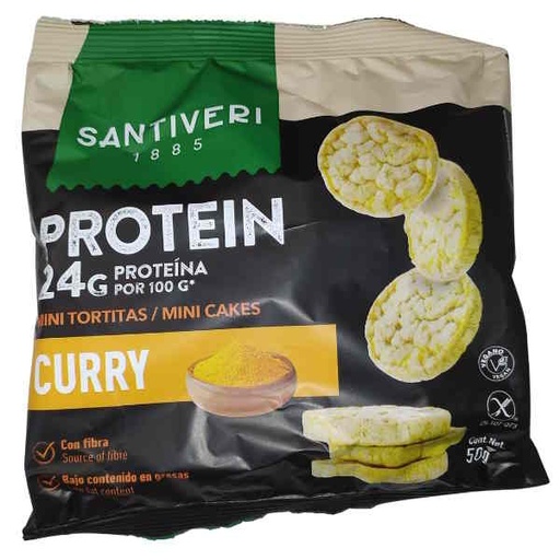 [041282] Mini Tortitas Protein Curry 50Gr - Santiveri