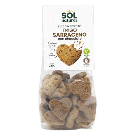 [202886] Corazones De Trigo Sarraceno Con Chocolate 250Gr - Solnatural