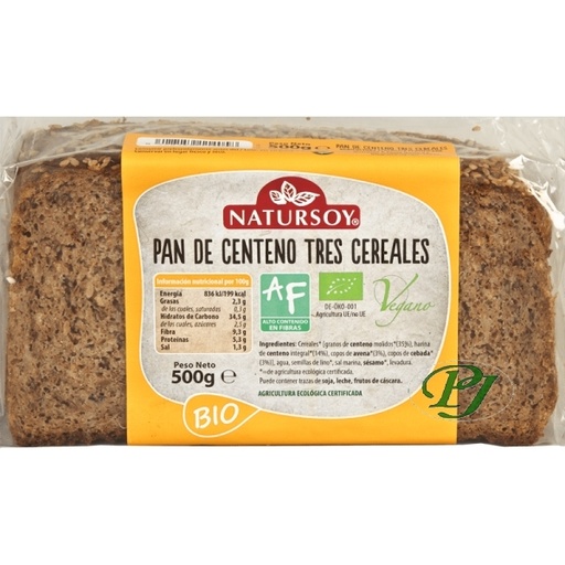 [203575] Pan Centeno 3 Cereales 500 Gr. - Natursoy