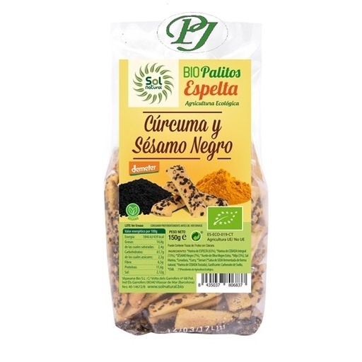 [204544] Palitos Espelta Curcuma Y Sesamo 150Gr - Solnatural