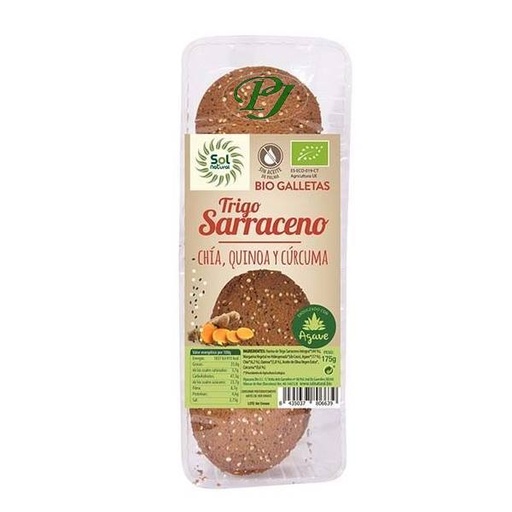 [204721] Galletas Trigo Sarraceno Chia Quinoa Y Curcuma 175Gr - Solnatural