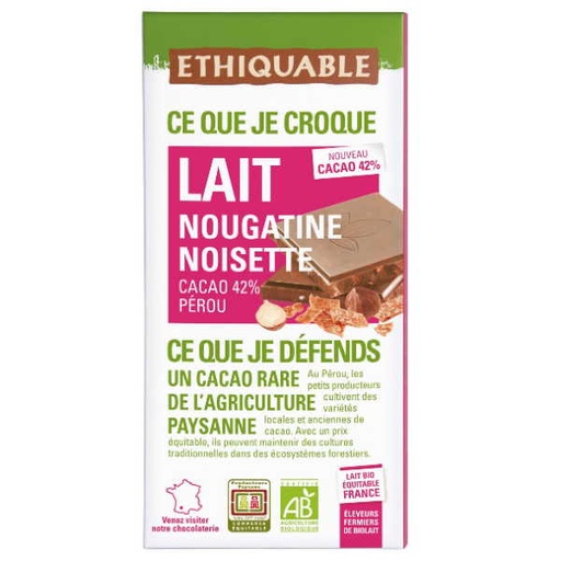 [205601] Chocolate Con Leche Y Avellanas Caramelizadas Bio 100Gr - Ethiquable