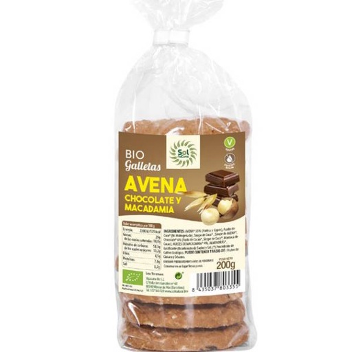 [205611] Galletas De Avena Chocolate Y Macadamia 200Gr - Solnatural