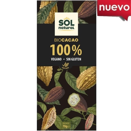 [205652] Tableta Cacao Puro 100 %  Bio 70Gr - Solnatural