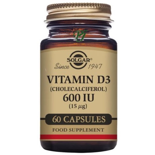 [056805] Vitamina D3 600Ui. 15Mcg 60 Capsulas Vegetales - Solgar